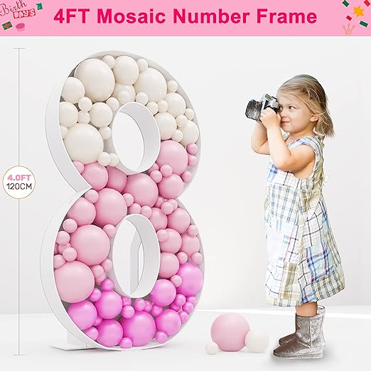 Photo 1 of 4FT marquee numbers, Mosaic Balloon Frame, Easy to Assemble pre-Cut, Mosaic Numbers for Balloons, Number Balloons 8 