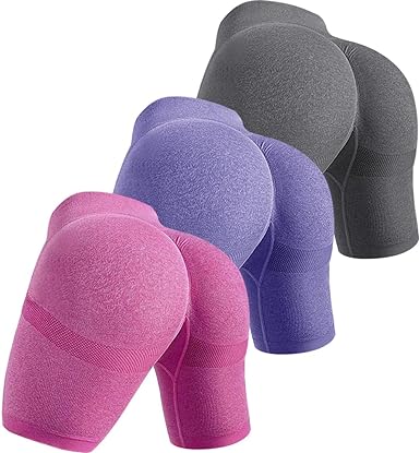 Photo 1 of EUYZOU Women's 3 Pieces High Waist Workout Shorts Butt Lifting Tummy Control Ruched Booty Yoga Short Pants SIZE M 