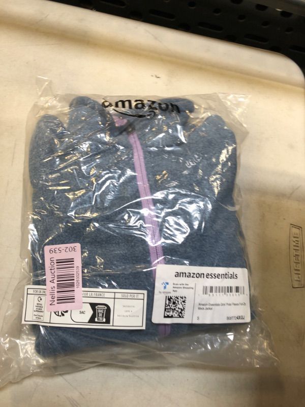 Photo 1 of Amazon Essentials Girls and Toddlers' Polar Fleece Full-Zip Mock Jacket Polyester Blue Heather/Lilac Small