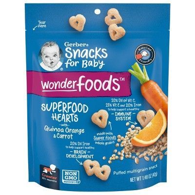 Photo 1 of Gerber WonderFoods SuperFoods Hearts Quinoa Orange Carrot - 1.48oz 4 Pack Exp- Dec 28/2023