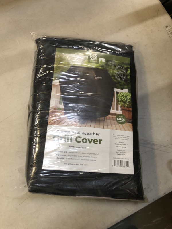 Photo 2 of Zober BBQ Grill Cover - 64 Inch Waterproof Double Layered Fits Weber Gas Grill Cover Charbroil Grill & Smoker - Gas Grill Covers w/Air Vents, Dual Handles - 600D Oxford Fabric, Black 64 Inch Black