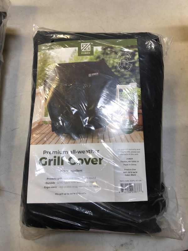 Photo 2 of Zober BBQ Grill Cover - 44 Inch Waterproof Double Layered Fits Weber Gas Grill Cover Charbroil Grill & Smoker - Gas Grill Covers w/Air Vents, Dual Handles - 600D Oxford Fabric, Black 44 Inch Black