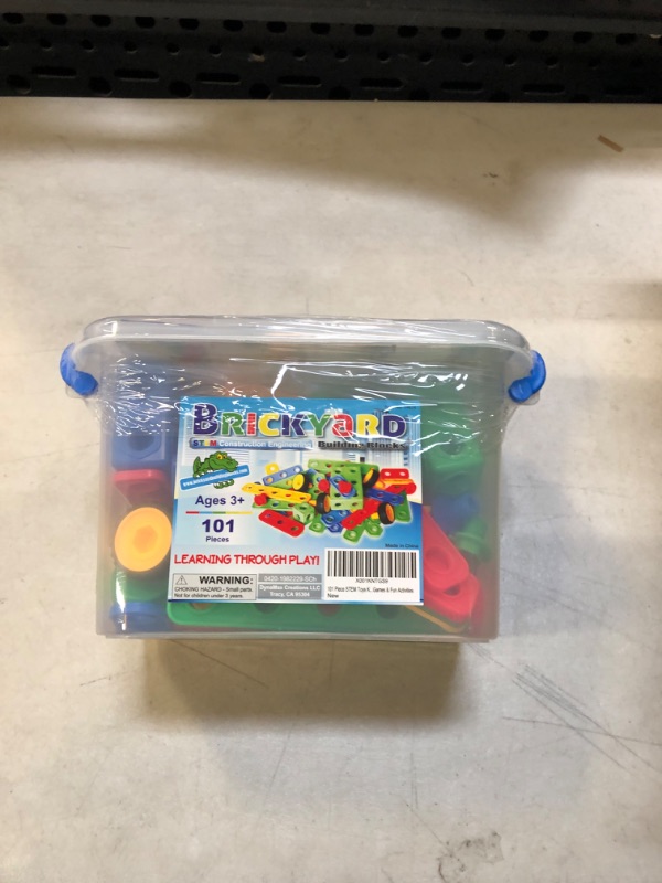 Photo 2 of Brickyard Building Blocks STEM Toys - Educational Building Toys for Kids Ages 4-8 with 101 Pieces, Tools, Design Guide and Toy Storage Box, Gift for Boys & Girls