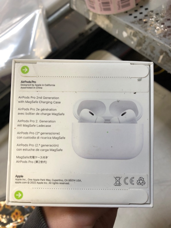 Photo 4 of Apple AirPods Pro (2nd Generation) Wireless Earbuds, Up to 2X More Active Noise Cancelling, Adaptive Transparency, Personalized Spatial Audio, MagSafe Charging Case, Bluetooth Headphones for iPhone --- sealed 