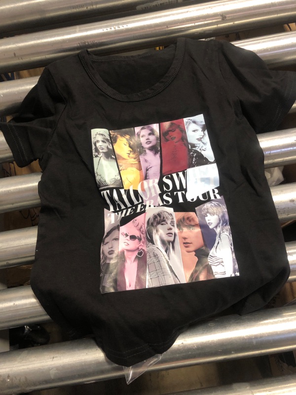 Photo 1 of Zelbuck Girls T Shirts, Trendy Cotton Taylors Shirt Graphic Crop Tops Music Fans Gifts for Kids 4-14 Years Black taylor swift 