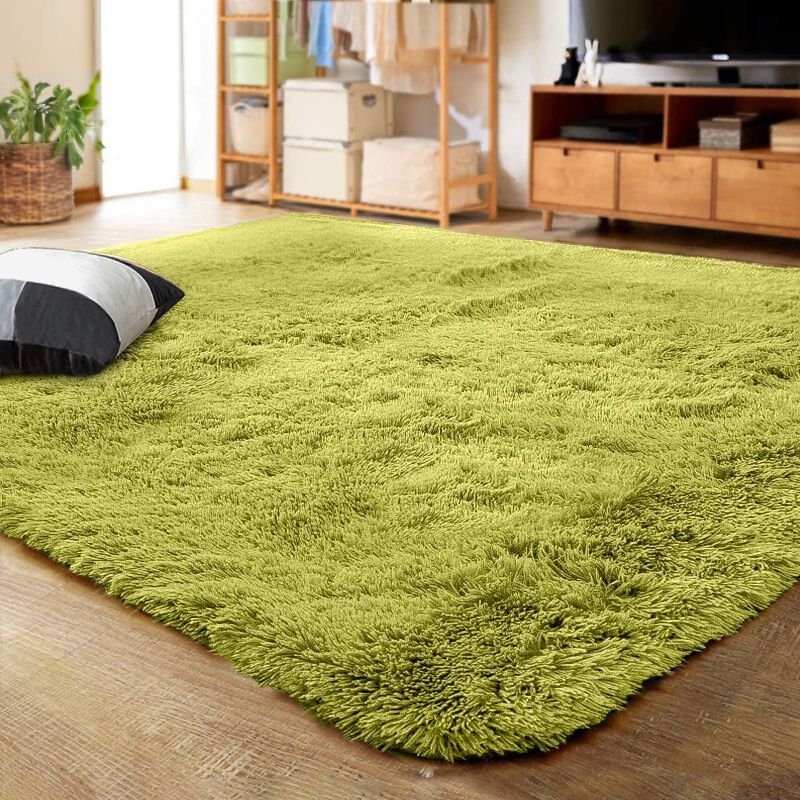 Photo 1 of Lochas Fluffy Rugs Soft Shag Area Rug for Living Room Bedroom Kids Room Floor Mat,6'x9',Grass green

