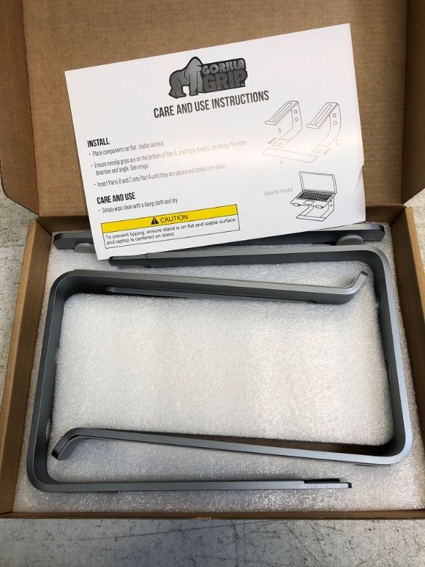 Photo 1 of Gorilla Grip Laptop Stand for Desk, Slip-Resistant Supportive Computer Riser, Sturdy Aluminum Metal Stands for Desks, Mount Lifter Holds 10 to 15.6”
