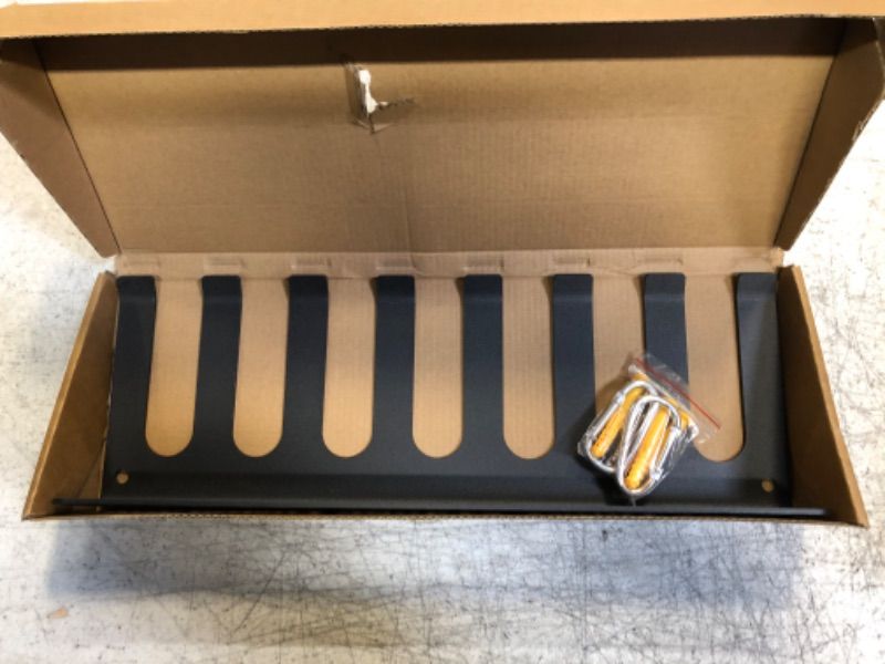 Photo 1 of Black Steel Heavy-gauge Workout Rack Wall Mount Organizer Multi-Purpose Workout Gear Storage Rack Gym Hooks for Sports Gears Barbells Lifting Belt Fitness Band Carabiners Included With Uplifting Words