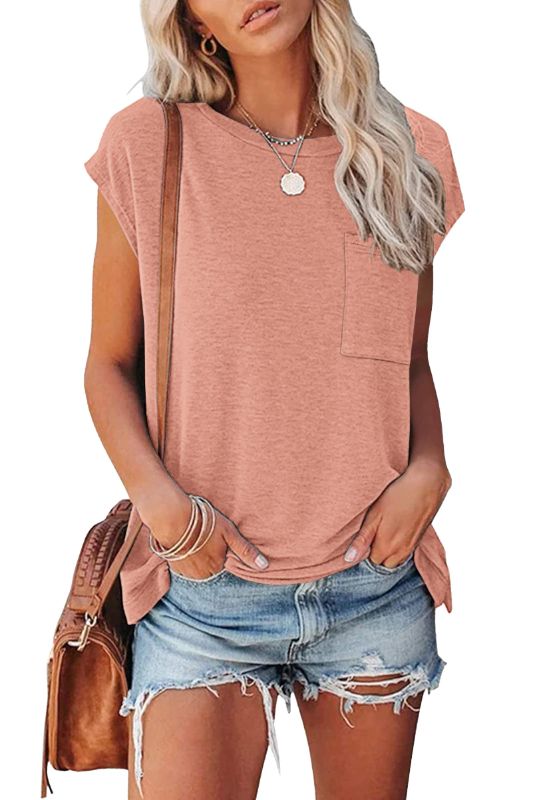 Photo 1 of AUSELILY Womens Cap Sleeve T-Shirt Casual Loose Fit Tank Tops XX-Large 01-brick