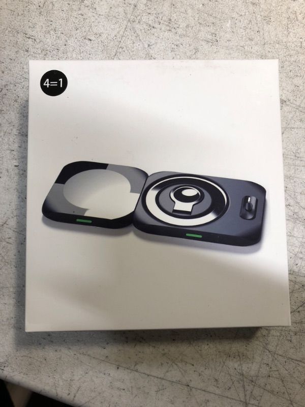 Photo 1 of 4 in 1 Magnetic Wireless Charger,Mag-Safe Charging Pad Compatible with iPhone 14 13 12 11/Pro/XS/XR/8,Samsung Galaxy,AirPods Pro, Apple Watch Fast Charger, Portable Charging Station(QC 3.0 Adapter) Black