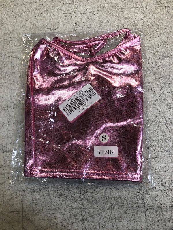 Photo 1 of FlyCC Women's Sexy PU Leather Bustier Crop Tube Top Rave Dance Cutout Cami Tank Tops Small Style&04 Pink