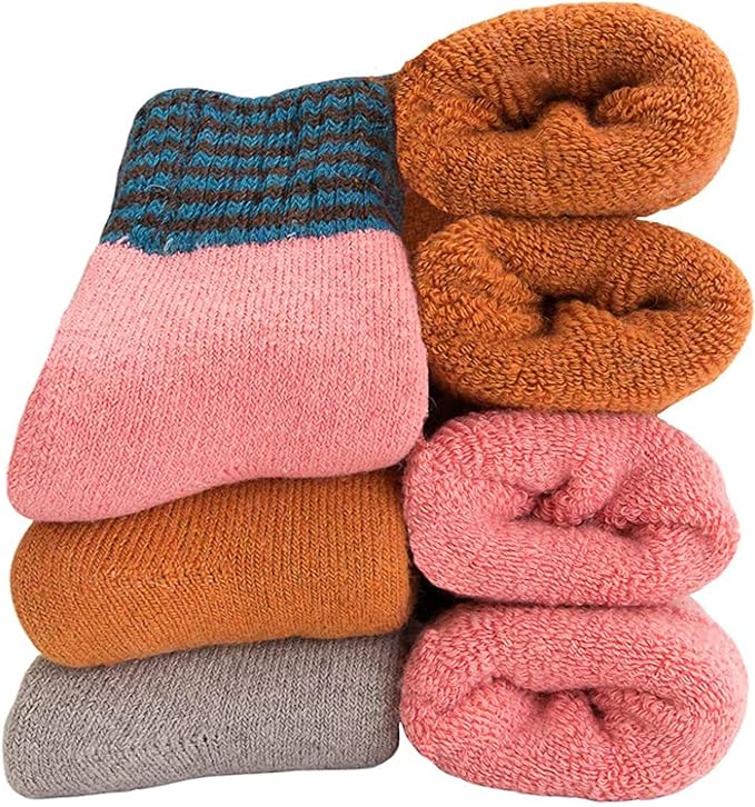 Photo 1 of Womens Super Thick Wool Socks - Soft Warm Comfort Casual Crew Winter Socks (Pack of 3-5), Multicolor
