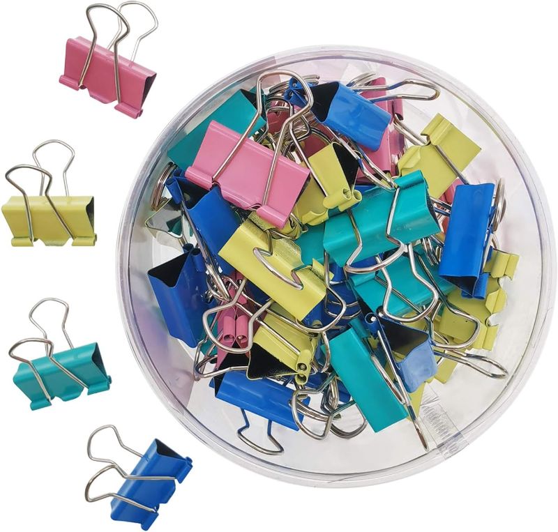 Photo 1 of MJIYA Binder Clips Colorful Paper Clamps for Office Supplies (Mixed Color, 1.6 inch (24pcs))
