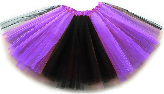 Photo 1 of DMLBC Thanksgiving Orange Yellow/Red/Purple/Green Black Tutu Skirt 3-Layer Tutu Skirt for Girls Women Turkey Tutu Costume L
