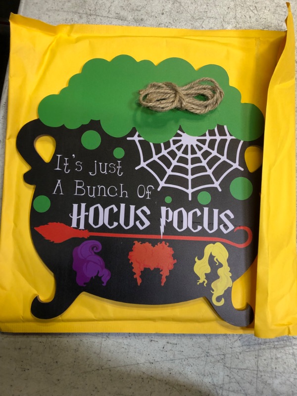Photo 2 of ( PACK OF 2 ) Halloween Sign Decorations, Its Just a Bunch Of Hocus Pocus Hanging Stuff for Door Yard Outside Wreath Hanging Decorations 12inch Signs
