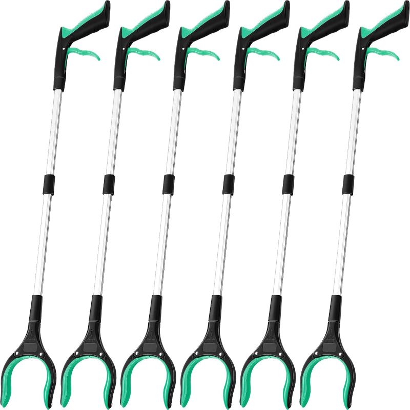 Photo 1 of 6 Pack Trash Grabber Reacher Tool for Elderly, 32" Foldable Trash Picker Upper Grabber Long Handy Mobility Aids Lightweight Reaching Tool for Pick Up Stick Arm Extension Litter Claw Picker (Green)
