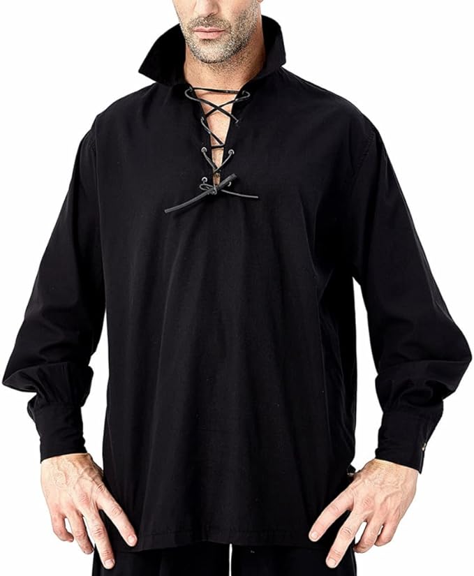 Photo 1 of COREWO Scottish Jacobite Ghillie Kilt Shirts Halloween Medieval Renaissance Pirate Lace Up T-Shirt Top Large 