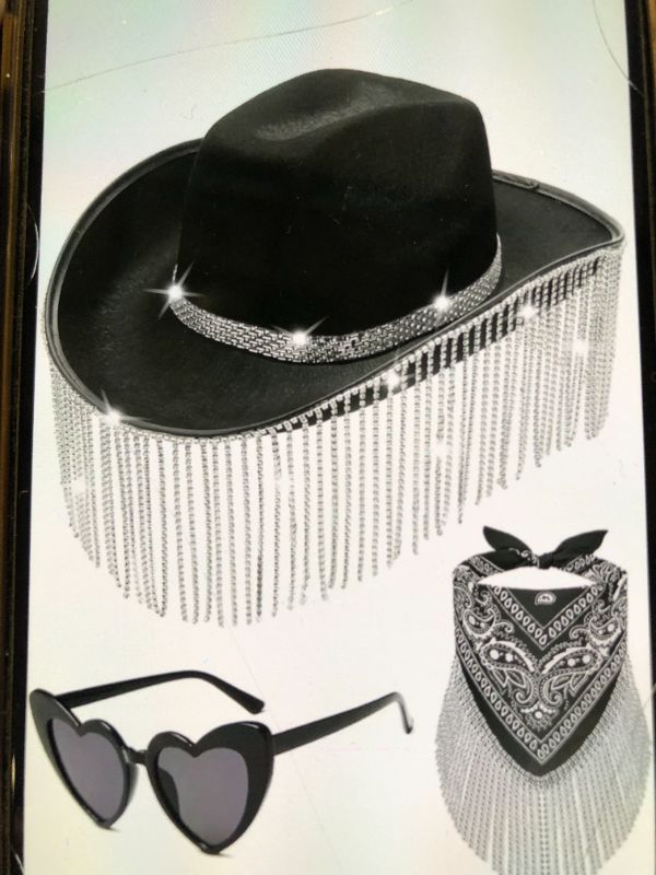 Photo 1 of BLACK RHINESTONE COWGIRL HAT 