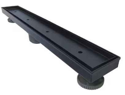 Photo 1 of 24 in. Matte Black Linear Shower Drain with Tile Insert Drain Cover
