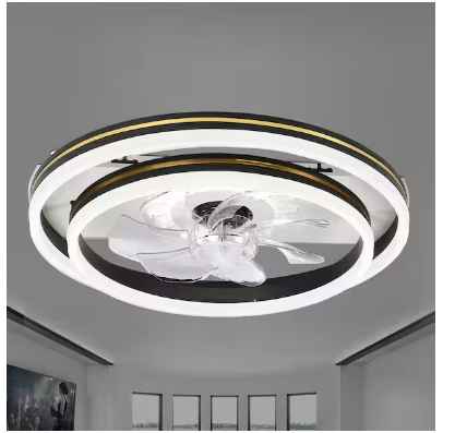 Photo 1 of 20in. LED indoor Bladeless App Control Smart Low Profile Ceiling Fan with Light,Dual Tier Flush Mount Bedroom Lighting
