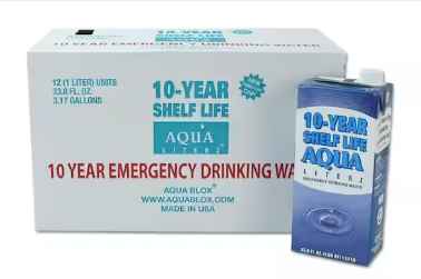 Photo 1 of 10- YEAR SHELF LIFE AQUA LITERZ EMERGENCY DRINKING WATER - 33.8 Fl Oz (1 QT 1.8 Fl Oz) 1 L
