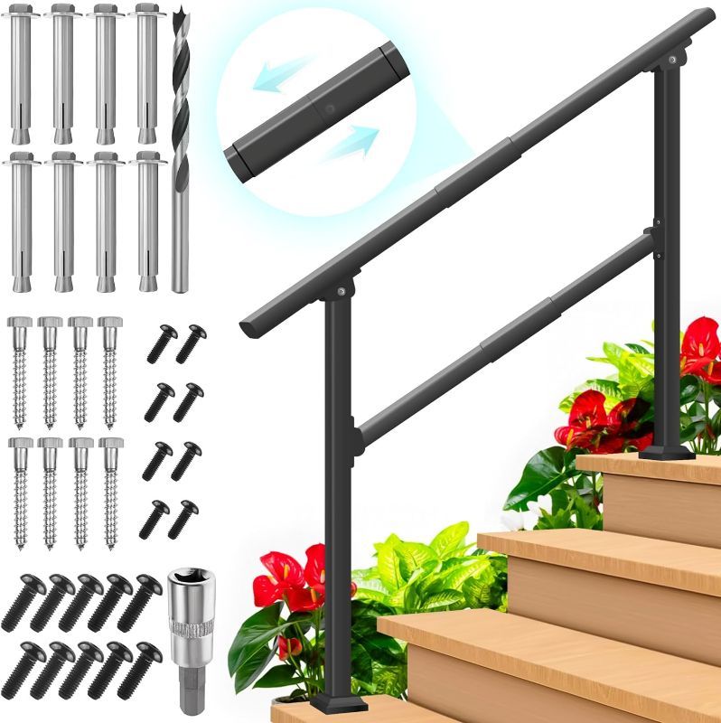 Photo 1 of  Handrail Wrought Iron Railing Handrails for Concrete Steps, Porch Steps, Outdoor Stair Railing