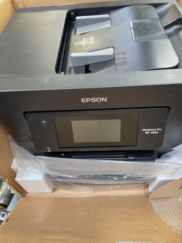 Photo 3 of Epson Workforce Pro WF-4833 Wireless All-in-One Color Inkjet Printer, Black - Print Scan Copy Fax - 25 ppm, 4800 x 2400 dpi, 4.3" Touchscreen, Auto 2-Sided Printing, 50-Sheet ADF, 500-Sheet, Ethernet
 