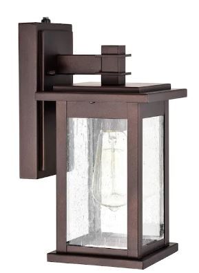 Photo 1 of 1-Light Oil Rubbed Bronze Outdoor Wall Lantern Sconce with Dusk to Dawn Sensor