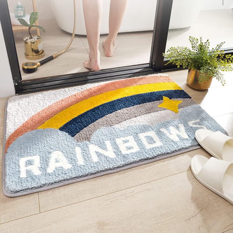 Photo 1 of CARINGLIFE Premium Fluffy Bathroom Rug Mat,Super Soft Thick Plush Bath Rugs,Non-Slip Water Absorbent,Durable Microfibre Floor Rug, Bath Matsats for Bathtub and Shower. (Star Rainbow, 19.6 * 31.5 in)
