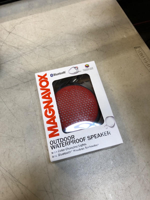 Photo 2 of Magnavox MMA3623-RD Waterproof Bluetooth Speaker with Color Changing Lights in Red
