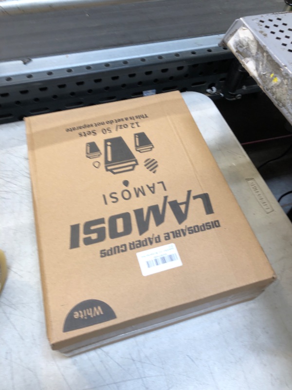 Photo 2 of Lamosi 50 Pack - To Go Coffee Cups with Lids 12 oz, Disposable Coffee Cups with Black Lids 12 oz for Hot Cold Drink Office/Home/Party/Travel White 12 oz