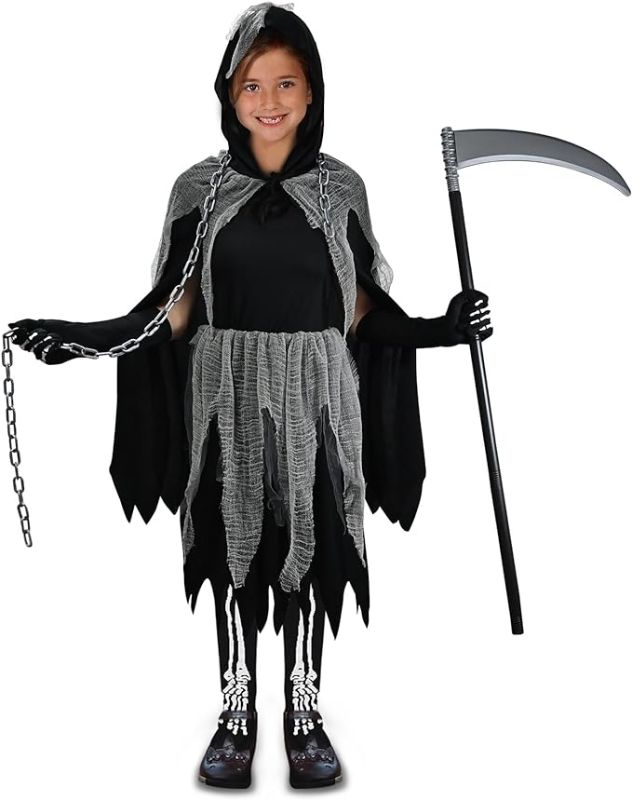 Photo 1 of GOLDGE Scary Girl Grim Reaper Costume Set with Gloves and Tights for Dress Up Party - Perfect for Halloween ( MED) 
