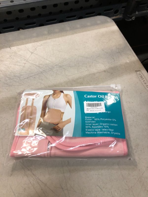Photo 2 of AMCAY Castor Oil Pack for Liver Detox, Reusable Castor Oil Pack Wrap Kit with Adjustable Elastic Strap for Waist & Neck, Anti Oil Leak, Machine Washable, Organic Cotton, Storage Bag, 2 Pack (Pink)
