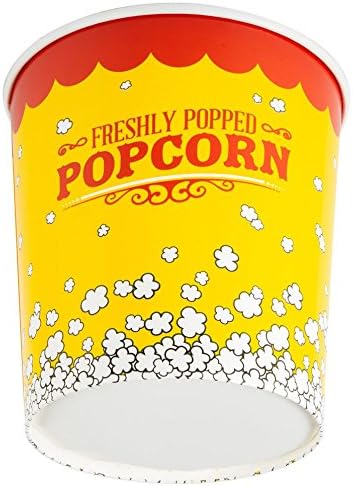 Photo 1 of 32 oz. Popcorn Bucket Cup, Yellow Red Retro Style (50 Buckets) by - Carnival King
