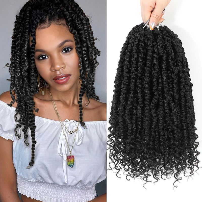 Photo 1 of Passion Twist Crochet Hair,Passion Twist Hair 14 Inch,8 Packs Pre-twisted Passion Twist Hair,Short Passion Twist Crochet Braids,Pre Looped Crochet Hair for Black Women(1B)
