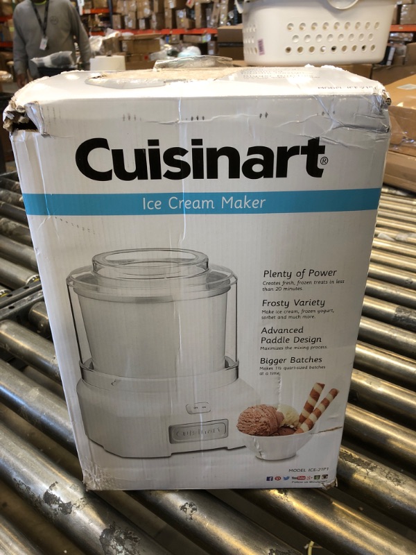 Photo 3 of Cuisinart ICE-21P1 1.5-Quart Frozen Yogurt, Ice Cream and Sorbet Maker, Double Insulated Freezer Bowl elminates the need for Ice and Makes Frozen Treats in 20 Minutes or Less, White New White