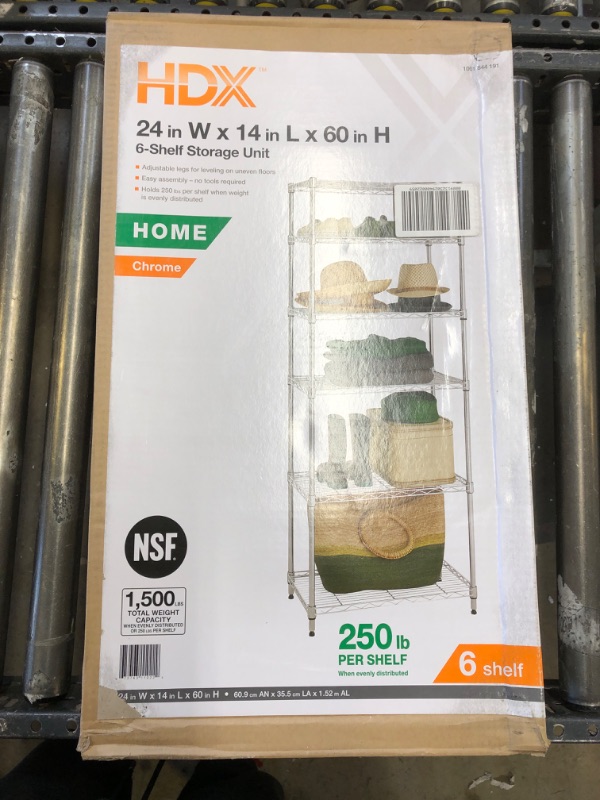 Photo 1 of 6-Tier Steel Wire Shelving Unit in Chrome (24 in. W x 60 in. H x 14 in. D)