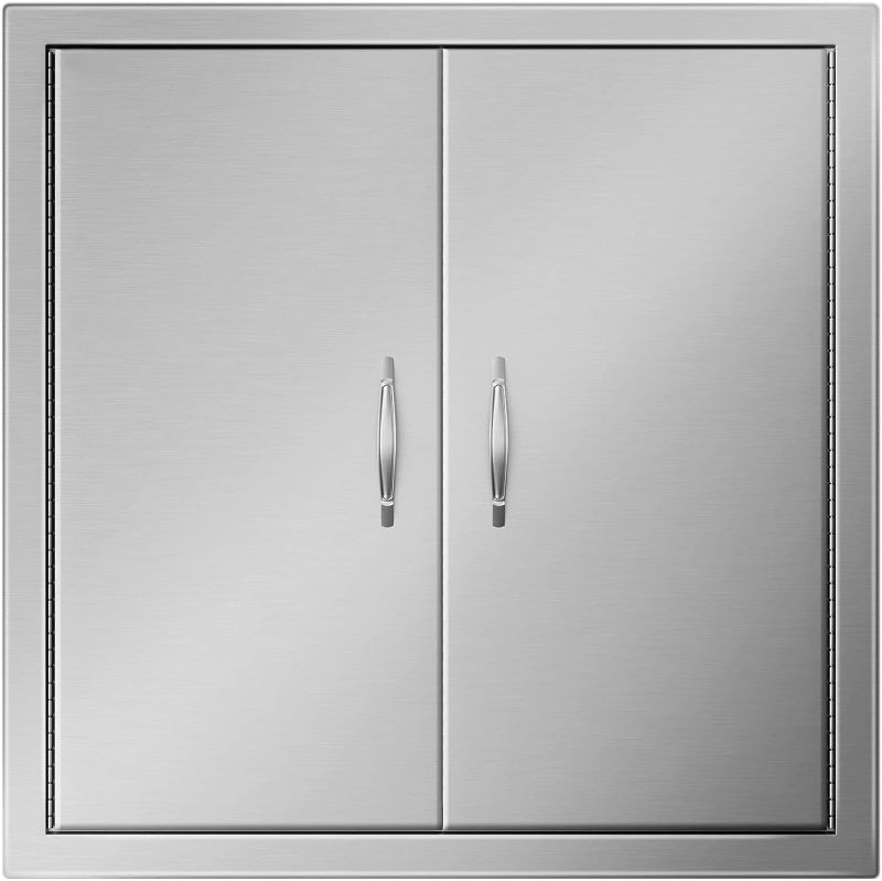 Photo 1 of Mophorn BBQ Access Door 24W x 24H Inch, Grill Door Double Door Brushed Stainless Steel, Outdoor Kitchen Doors for BBQ Island Grilling Station
