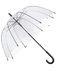 Photo 1 of 46 Inch Clear Bubble Umbrella J Handle Automatic Open Umbrellas Large Transparent Windproof Waterproof Stick Umbrella for Men and Women Wedding Ceremony Event