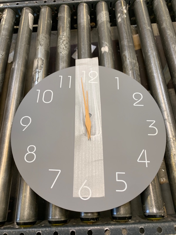 Photo 1 of 16" Gray Clock with Wooden Hands