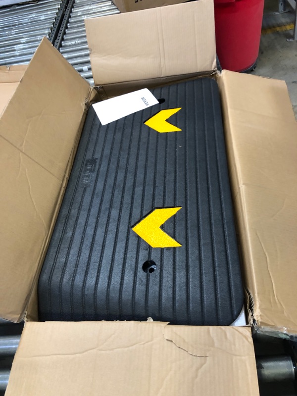 Photo 1 of VEVOR Rubber Threshold Ramp, 3" Rise Threshold Ramp Doorway, Recycled Rubber Power Threshold Ramp Rated 2200 Lbs Load Capacity, Non-Slip Surface Rubber Solid Threshold Ramp for Wheelchair and Scooter 35.5" x 17.7" x 3"