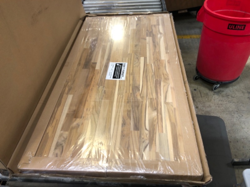 Photo 1 of 4 ft. L x 25 in. D Unfinished Teak Solid Wood Butcher Block Countertop With Square Edge
