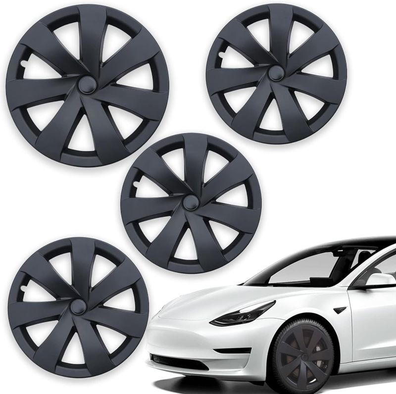 Photo 1 of Terfulnel 19 Inch Hubcap Fit 2017-2022 Tesla Model Y Wheel Covers 4PCS Replacement Hub Caps Protector Cover for Car Decoration Modifications (19 Inch, 19 Inches - Wrapped Models - Glossy Black) 19 Inch 19 Inches - Wrapped Models - Glossy Black