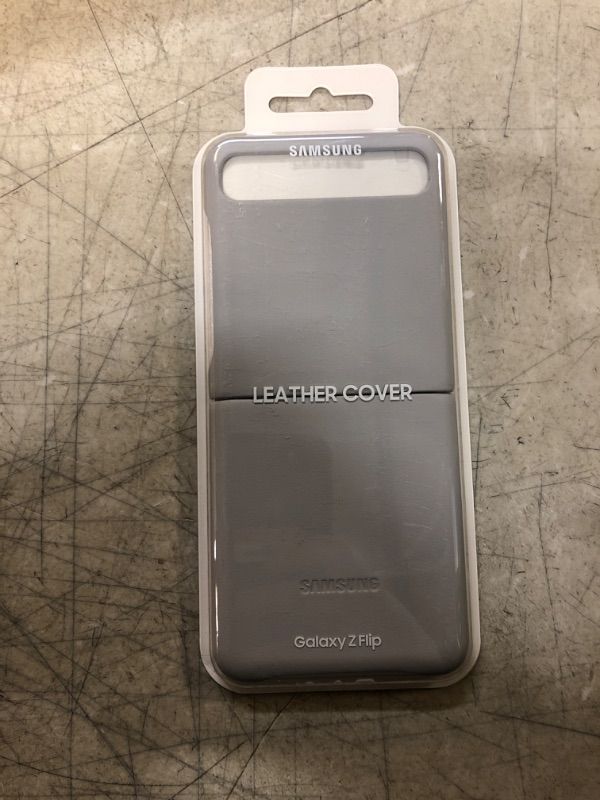 Photo 2 of SAMSUNG GALAXY Z FLIP PHONE CASE (LEATHER COVER, GREY)