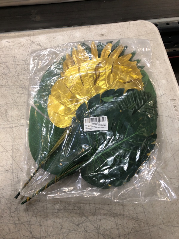Photo 2 of 101 Pack 10 Kinds Artificial Tropical Palm Monstera Leaves, Green & Gold Leaves Safari Baby Jungle Theme Shower Birthday Party Decorations for Boy Luau Hawaii Havana Wedding Home Table Decoration