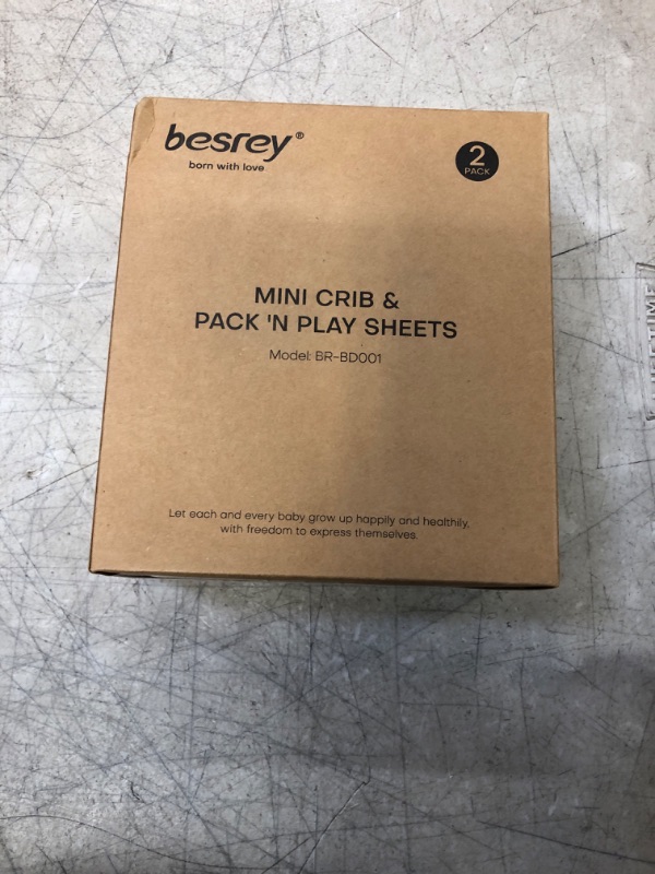 Photo 2 of besrey Stretchy Jersey Cotton Pack N Play Sheets 2 Pack Fitted for 26"x39" Portable Mini Cribs Playards Sheets Cover, Ultra Soft Breathable Baby Sheet with Storage Bag for Baby Girls Boys Green Plant Flora Plant Style Mini crib, pack n play