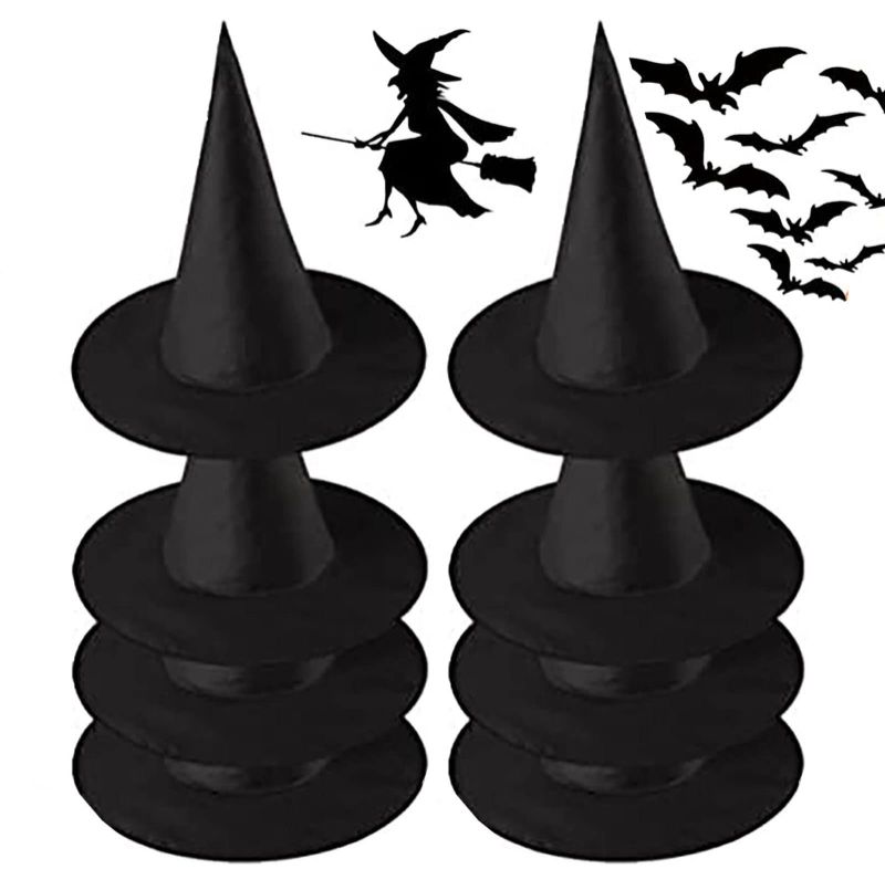 Photo 1 of 8 Pcs Witch Hats,Witch Hat,Black Witch Hat,Halloween Black Witch Hat,Suitable for Role-Playing or Party Decoration,Decoration of Large Halloween Party Supplies 2 PACK 