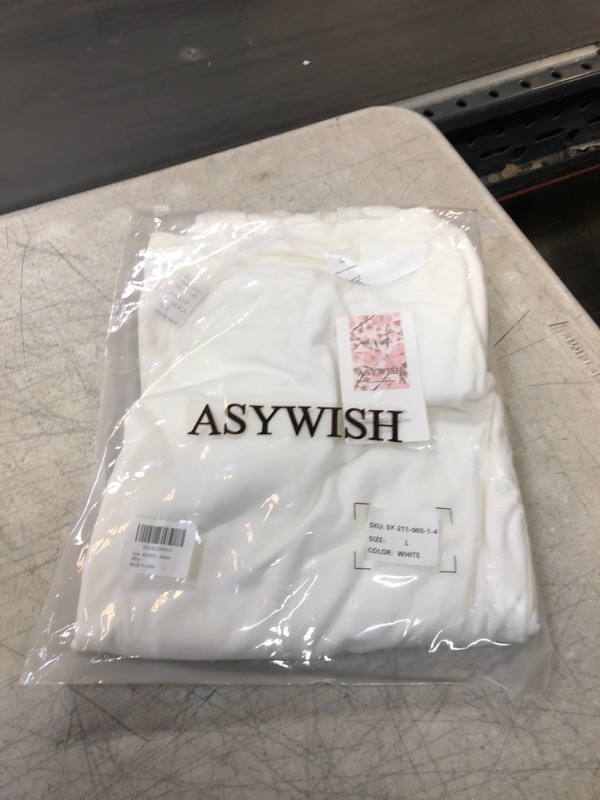 Photo 2 of ASYWISH Womens Balloon Long Sleeve Loose Fitting Tops for Women Puff Sleeve Crewneck Dressy Casual Tops White Shirt Large