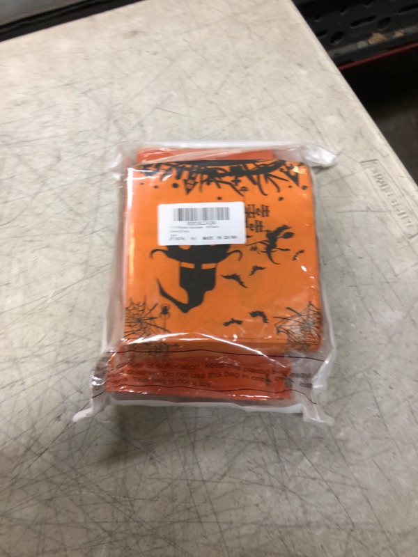 Photo 2 of 110 Pieces Halloween Cocktail Beverage Napkins Disposable Black and Orange Spooky Paper Silverware Cutlery Holders Haunted Party Serving Favors Supplies Dinner Table Centerpiece Decorations