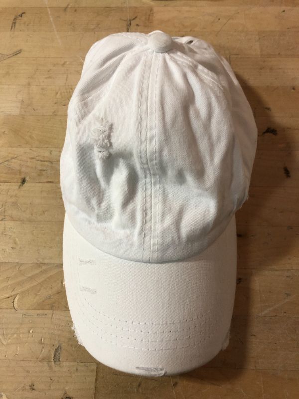 Photo 2 of Distressed Women Criss Cross Hat High Ponytail Baseball Caps Adjustable High Messy Bun Ponycap Trucker Hats
